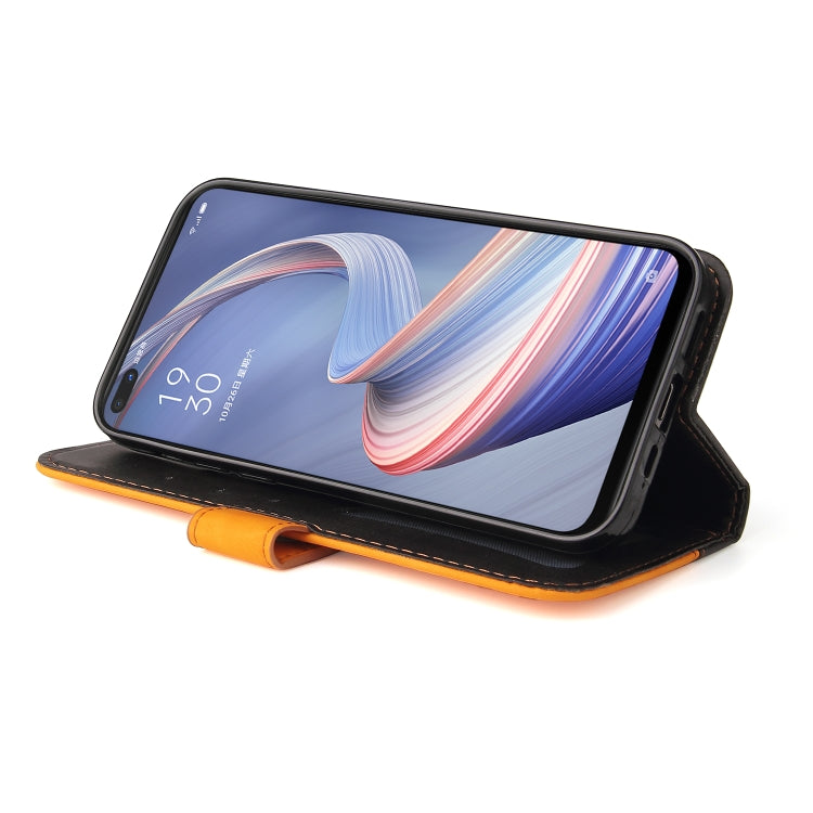 For OPPO A92S/A72 5G/A73 5G/A52 5G/Reno4 Z Business Stitching-Color Horizontal Flip PU Leather Case with Holder & Card Slots & Photo Frame & Lanyard