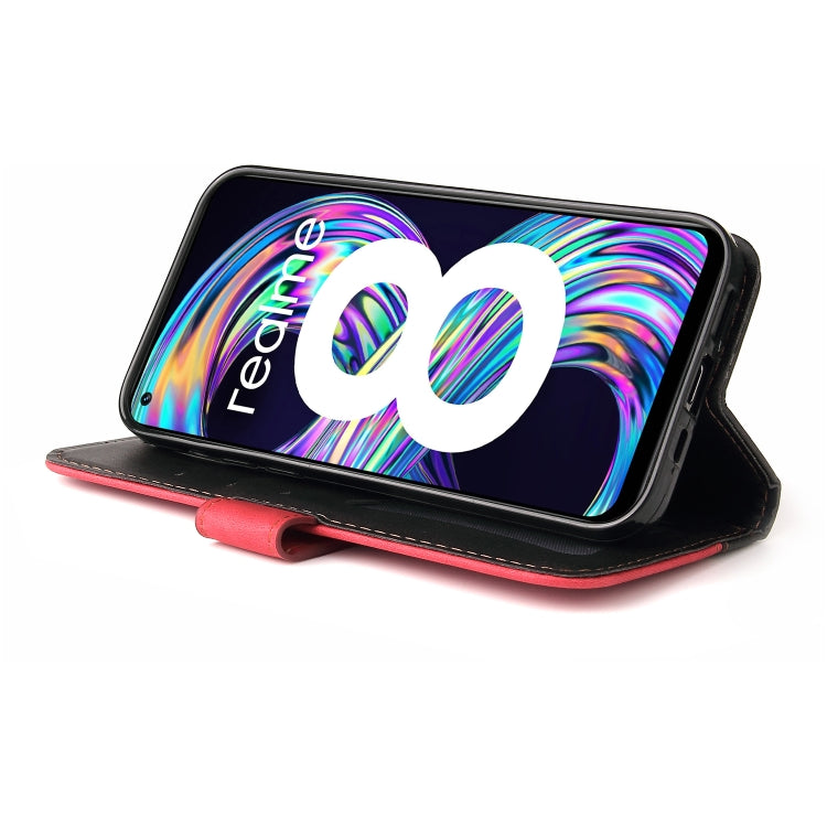 For OPPO Realme 8 / 8 Pro Business Stitching-Color Horizontal Flip PU Leather Case with Holder & Card Slots & Photo Frame & Lanyard