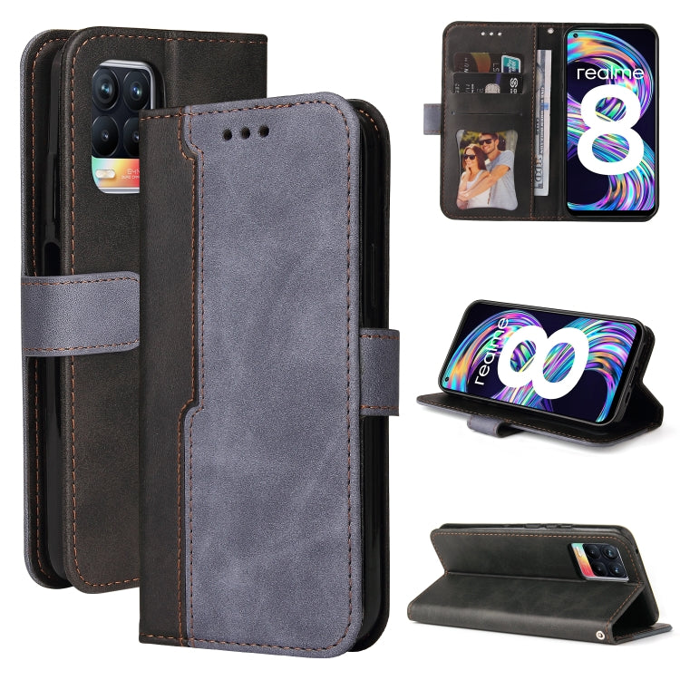 For OPPO Realme 8 / 8 Pro Business Stitching-Color Horizontal Flip PU Leather Case with Holder & Card Slots & Photo Frame & Lanyard