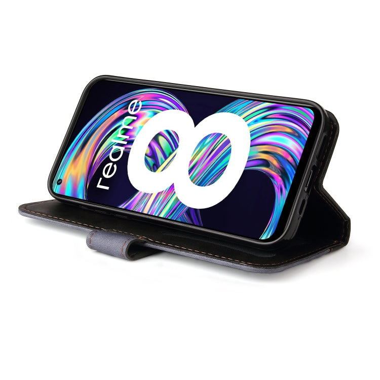 For OPPO Realme 8 / 8 Pro Business Stitching-Color Horizontal Flip PU Leather Case with Holder & Card Slots & Photo Frame & Lanyard