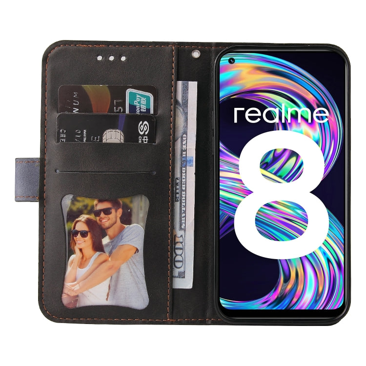 For OPPO Realme 8 / 8 Pro Business Stitching-Color Horizontal Flip PU Leather Case with Holder & Card Slots & Photo Frame & Lanyard