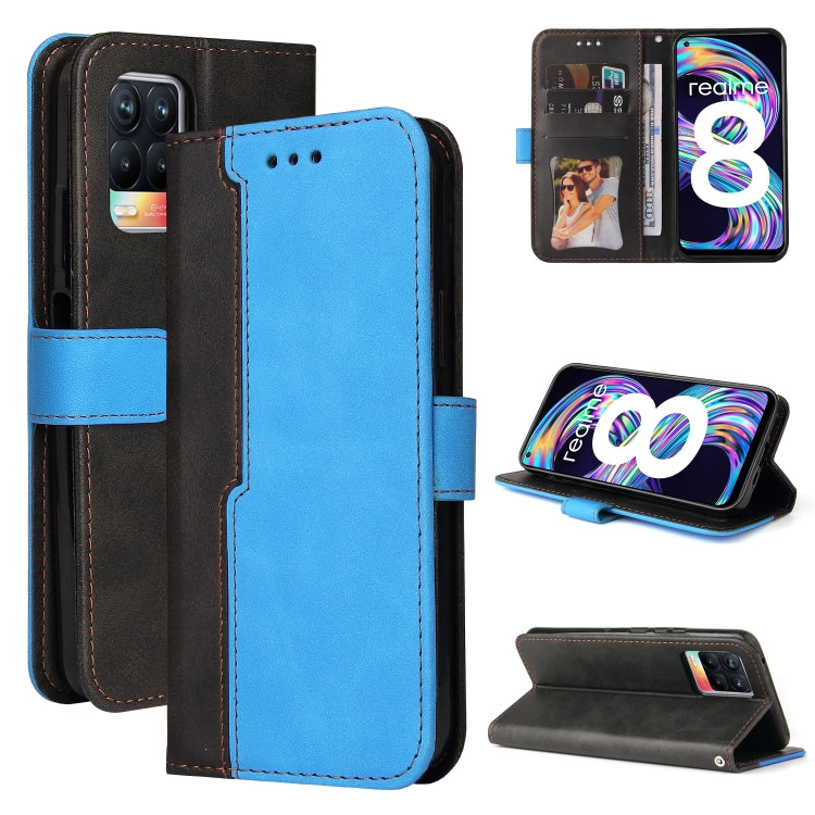 For OPPO Realme 8 / 8 Pro Business Stitching-Color Horizontal Flip PU Leather Case with Holder & Card Slots & Photo Frame & Lanyard