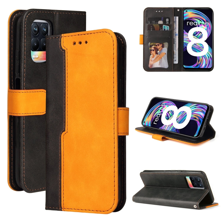 For OPPO Realme 8 / 8 Pro Business Stitching-Color Horizontal Flip PU Leather Case with Holder & Card Slots & Photo Frame & Lanyard
