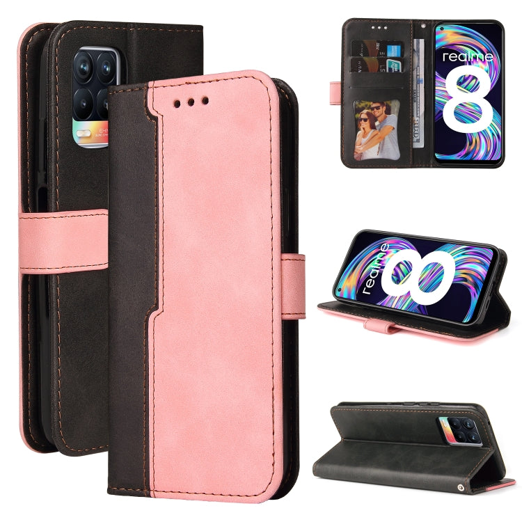 For OPPO Realme 8 / 8 Pro Business Stitching-Color Horizontal Flip PU Leather Case with Holder & Card Slots & Photo Frame & Lanyard