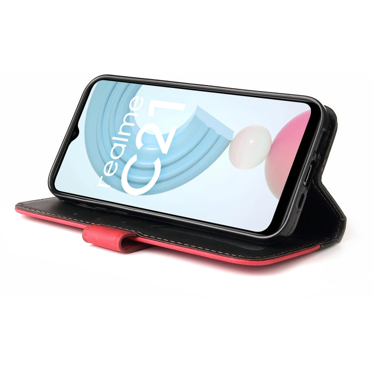 For OPPO Realme C21 / C20 Business Stitching-Color Horizontal Flip PU Leather Case with Holder & Card Slots & Photo Frame & Lanyard