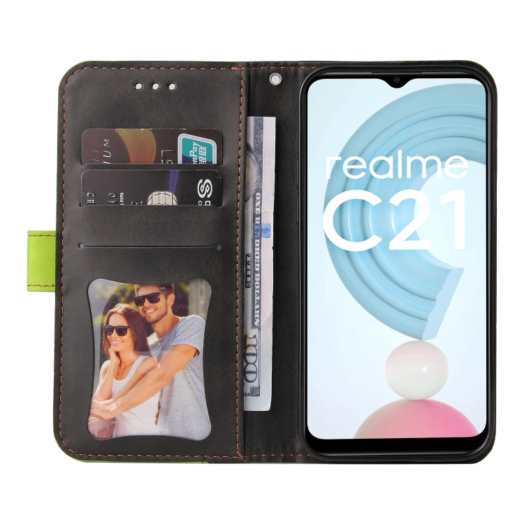 For OPPO Realme C21 / C20 Business Stitching-Color Horizontal Flip PU Leather Case with Holder & Card Slots & Photo Frame & Lanyard