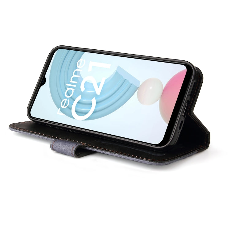 For OPPO Realme C21 / C20 Business Stitching-Color Horizontal Flip PU Leather Case with Holder & Card Slots & Photo Frame & Lanyard