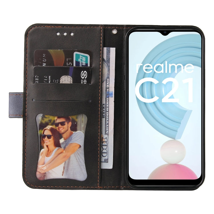 For OPPO Realme C21 / C20 Business Stitching-Color Horizontal Flip PU Leather Case with Holder & Card Slots & Photo Frame & Lanyard