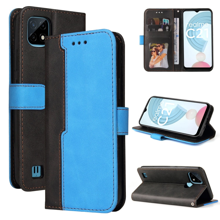 For OPPO Realme C21 / C20 Business Stitching-Color Horizontal Flip PU Leather Case with Holder & Card Slots & Photo Frame & Lanyard