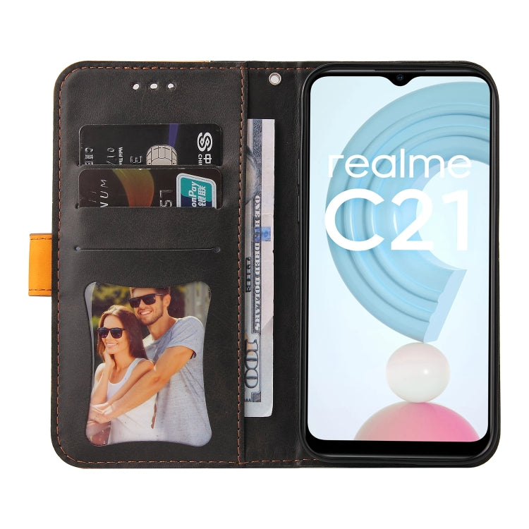 For OPPO Realme C21 / C20 Business Stitching-Color Horizontal Flip PU Leather Case with Holder & Card Slots & Photo Frame & Lanyard