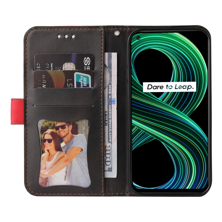 For OPPO Realme 8 5G/V13 5G/Q3 5G/Q3i 5G Business Stitching-Color Horizontal Flip PU Leather Case with Holder & Card Slots & Photo Frame & Lanyard