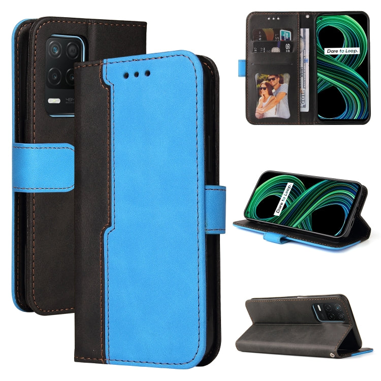 For OPPO Realme 8 5G/V13 5G/Q3 5G/Q3i 5G Business Stitching-Color Horizontal Flip PU Leather Case with Holder & Card Slots & Photo Frame & Lanyard