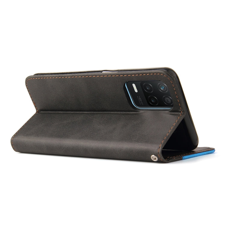 For OPPO Realme 8 5G/V13 5G/Q3 5G/Q3i 5G Business Stitching-Color Horizontal Flip PU Leather Case with Holder & Card Slots & Photo Frame & Lanyard