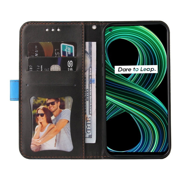 For OPPO Realme 8 5G/V13 5G/Q3 5G/Q3i 5G Business Stitching-Color Horizontal Flip PU Leather Case with Holder & Card Slots & Photo Frame & Lanyard