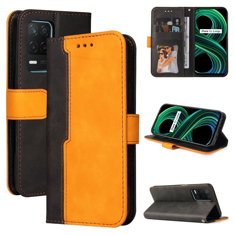 For OPPO Realme 8 5G/V13 5G/Q3 5G/Q3i 5G Business Stitching-Color Horizontal Flip PU Leather Case with Holder & Card Slots & Photo Frame & Lanyard
