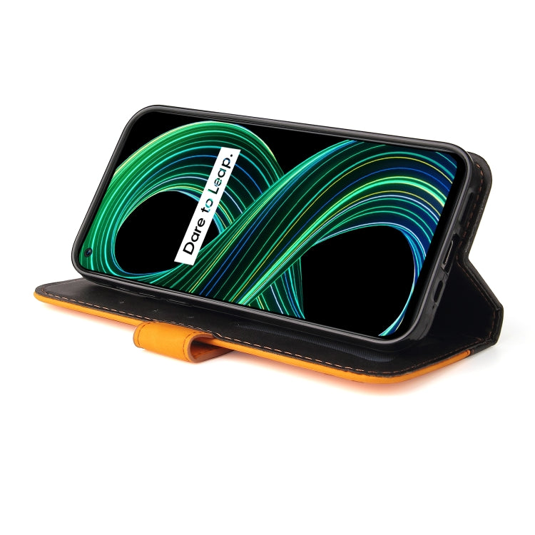 For OPPO Realme 8 5G/V13 5G/Q3 5G/Q3i 5G Business Stitching-Color Horizontal Flip PU Leather Case with Holder & Card Slots & Photo Frame & Lanyard