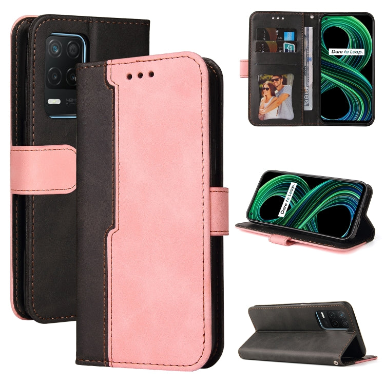 For OPPO Realme 8 5G/V13 5G/Q3 5G/Q3i 5G Business Stitching-Color Horizontal Flip PU Leather Case with Holder & Card Slots & Photo Frame & Lanyard