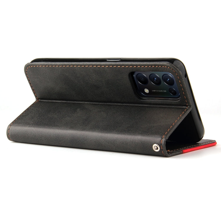 For OPPO Reno5 4G / 5G / Find X3 Lite Business Stitching-Color Horizontal Flip PU Leather Case with Holder & Card Slots & Photo Frame & Lanyard