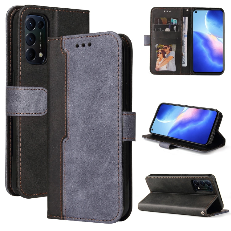 For OPPO Reno5 4G / 5G / Find X3 Lite Business Stitching-Color Horizontal Flip PU Leather Case with Holder & Card Slots & Photo Frame & Lanyard
