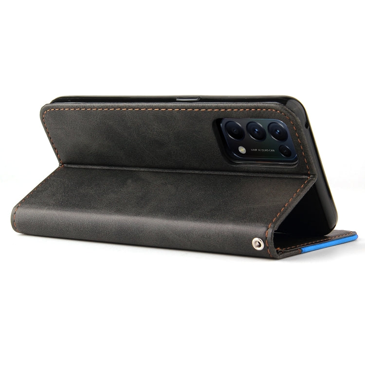 For OPPO Reno5 4G / 5G / Find X3 Lite Business Stitching-Color Horizontal Flip PU Leather Case with Holder & Card Slots & Photo Frame & Lanyard