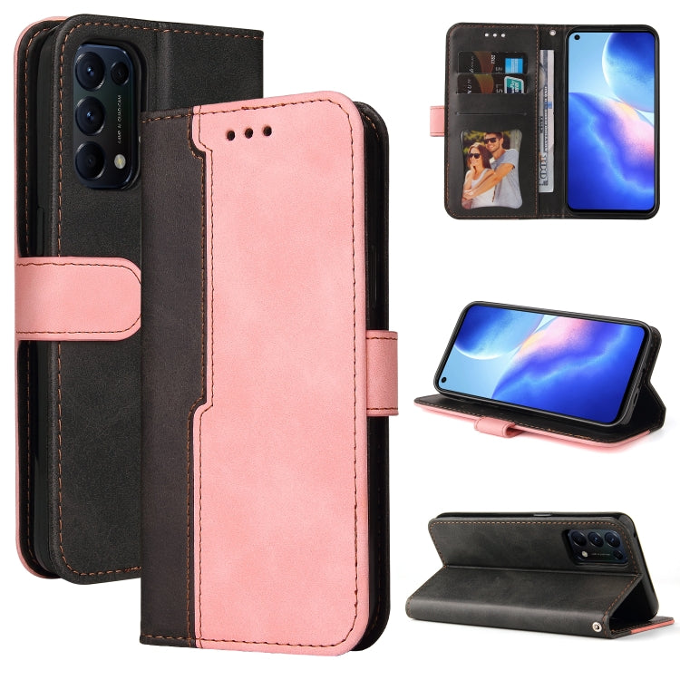 For OPPO Reno5 4G / 5G / Find X3 Lite Business Stitching-Color Horizontal Flip PU Leather Case with Holder & Card Slots & Photo Frame & Lanyard