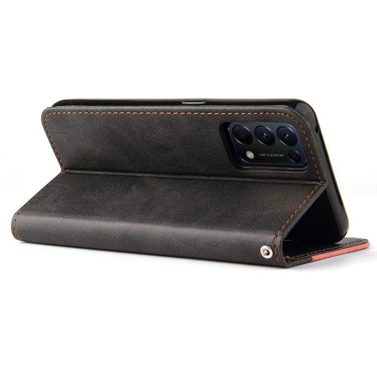 For OPPO Reno5 4G / 5G / Find X3 Lite Business Stitching-Color Horizontal Flip PU Leather Case with Holder & Card Slots & Photo Frame & Lanyard