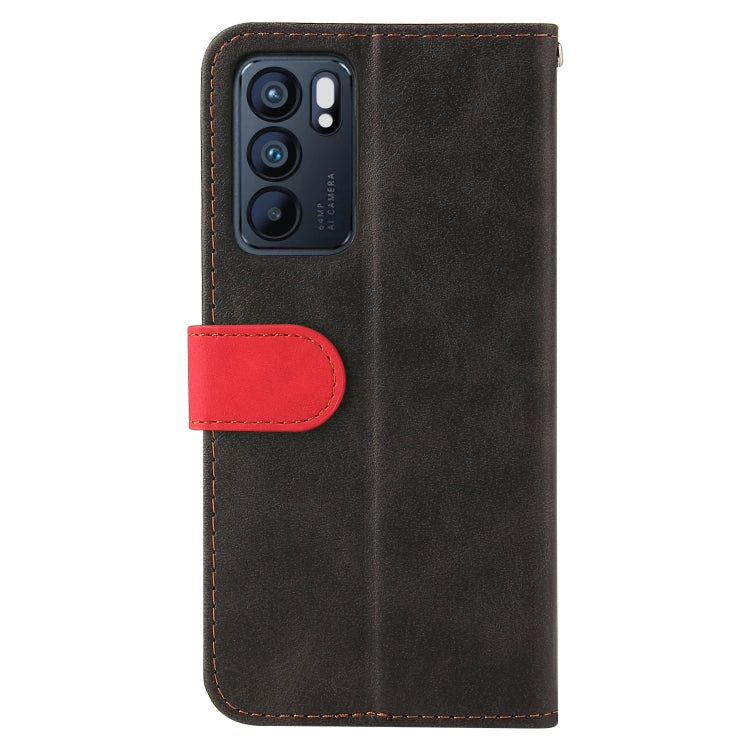 For OPPO Reno6 5G Business Stitching-Color Horizontal Flip PU Leather Case with Holder & Card Slots & Photo Frame & Lanyard