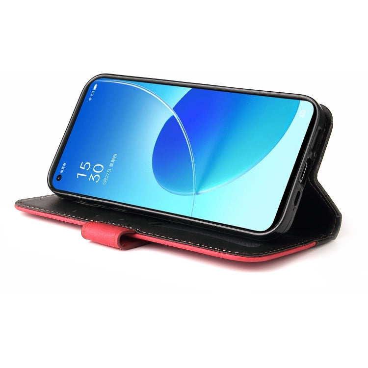 For OPPO Reno6 5G Business Stitching-Color Horizontal Flip PU Leather Case with Holder & Card Slots & Photo Frame & Lanyard