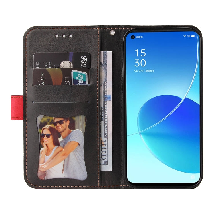 For OPPO Reno6 5G Business Stitching-Color Horizontal Flip PU Leather Case with Holder & Card Slots & Photo Frame & Lanyard