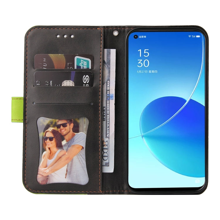 For OPPO Reno6 5G Business Stitching-Color Horizontal Flip PU Leather Case with Holder & Card Slots & Photo Frame & Lanyard