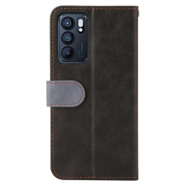 For OPPO Reno6 5G Business Stitching-Color Horizontal Flip PU Leather Case with Holder & Card Slots & Photo Frame & Lanyard