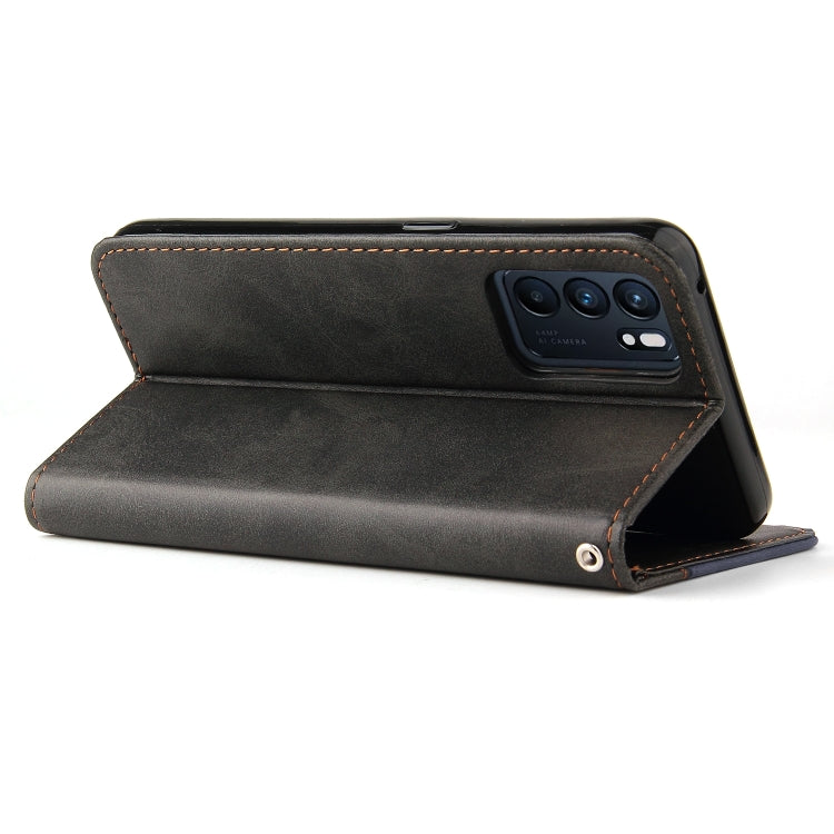 For OPPO Reno6 5G Business Stitching-Color Horizontal Flip PU Leather Case with Holder & Card Slots & Photo Frame & Lanyard