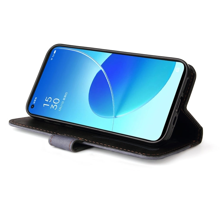 For OPPO Reno6 5G Business Stitching-Color Horizontal Flip PU Leather Case with Holder & Card Slots & Photo Frame & Lanyard