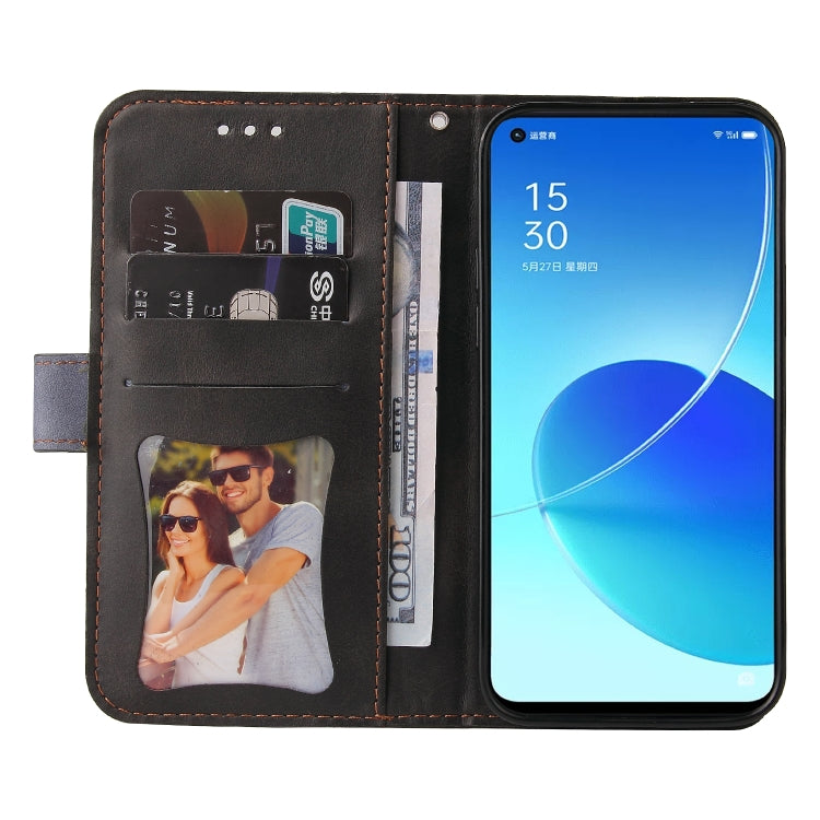 For OPPO Reno6 5G Business Stitching-Color Horizontal Flip PU Leather Case with Holder & Card Slots & Photo Frame & Lanyard