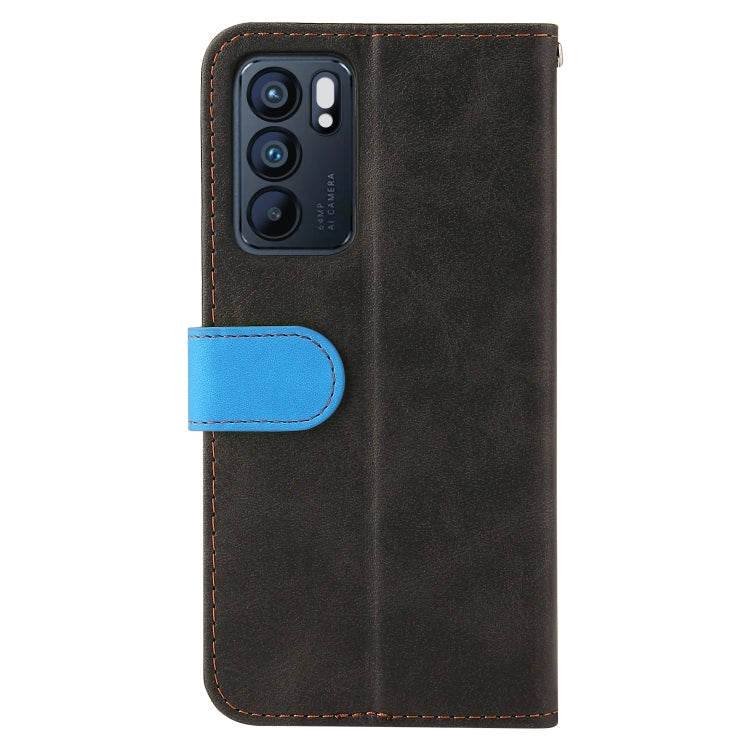 For OPPO Reno6 5G Business Stitching-Color Horizontal Flip PU Leather Case with Holder & Card Slots & Photo Frame & Lanyard