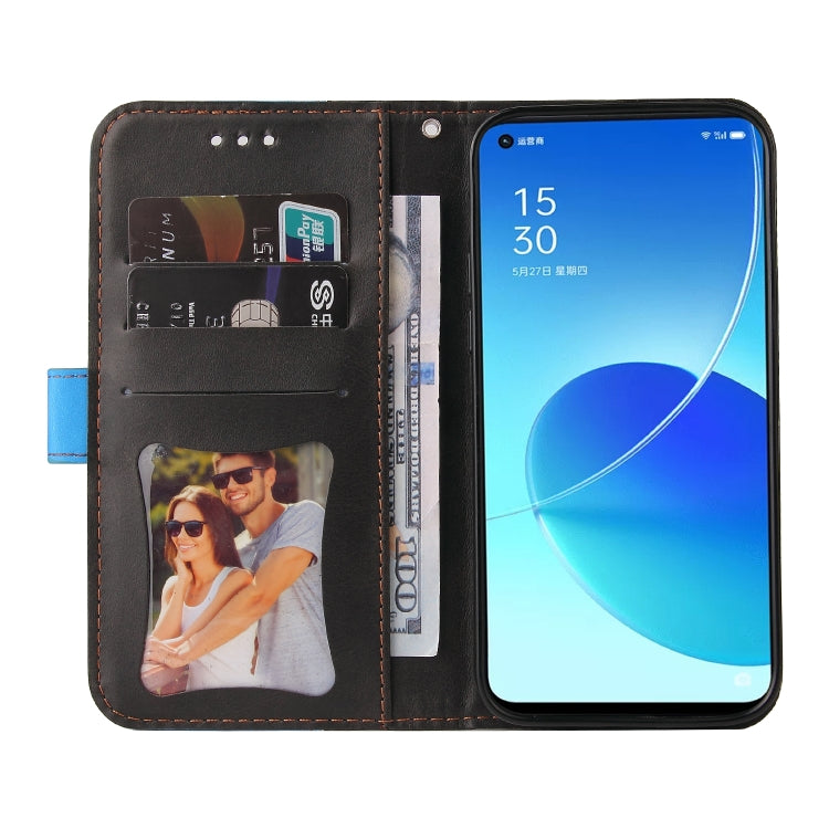 For OPPO Reno6 5G Business Stitching-Color Horizontal Flip PU Leather Case with Holder & Card Slots & Photo Frame & Lanyard