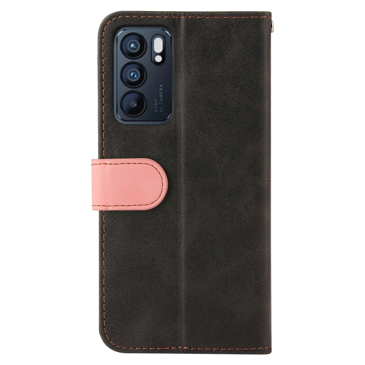 For OPPO Reno6 5G Business Stitching-Color Horizontal Flip PU Leather Case with Holder & Card Slots & Photo Frame & Lanyard
