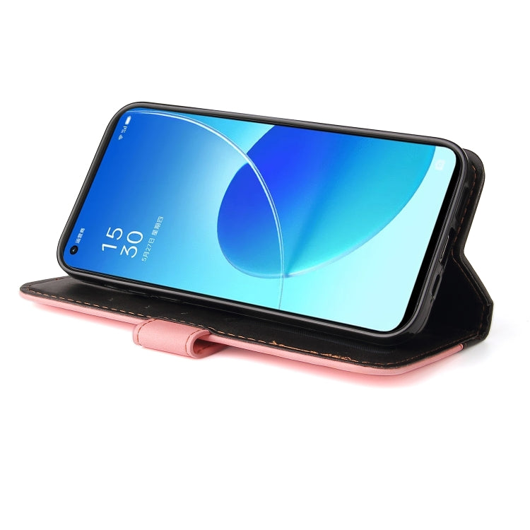 For OPPO Reno6 5G Business Stitching-Color Horizontal Flip PU Leather Case with Holder & Card Slots & Photo Frame & Lanyard