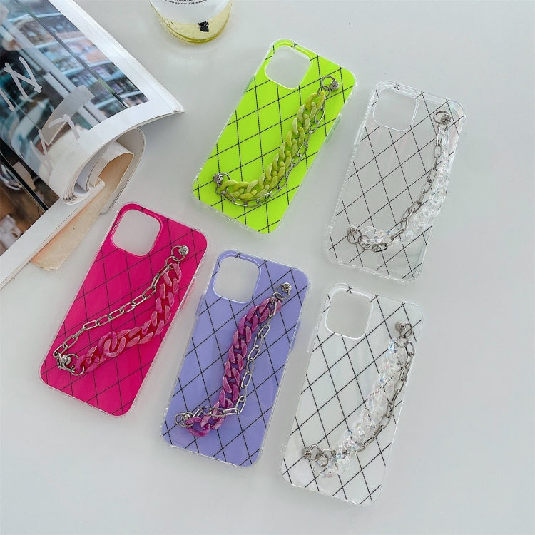 For iPhone 12 mini Aurora Rhomboid TPU Shockproof Wrist Bracelet Chain Case