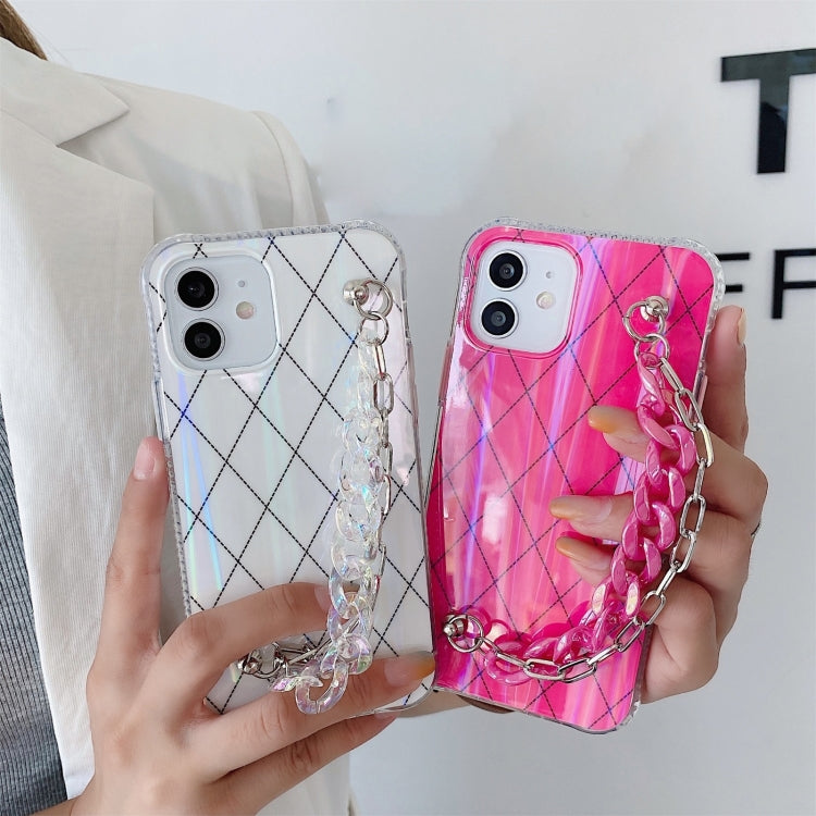 For iPhone 12 mini Aurora Rhomboid TPU Shockproof Wrist Bracelet Chain Case