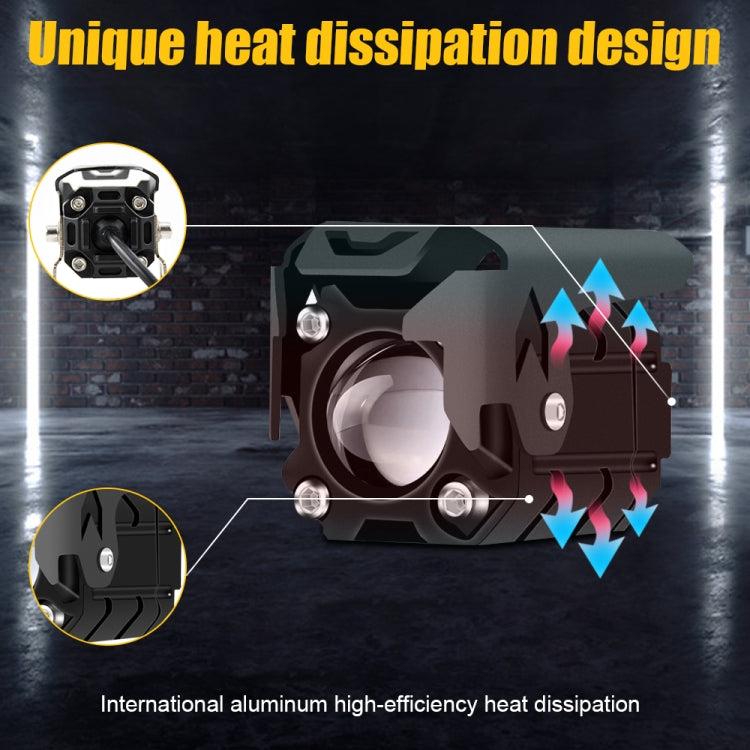 1 Pair M1 Motorcycle Rectangular Lens Spotlight External Work Light(Yellow White)