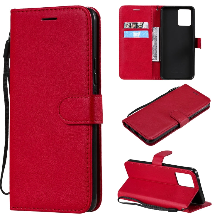 For OPPO Realme 8 Solid Color Horizontal Flip Protective Leather Case with Holder & Card Slots & Wallet & Photo Frame & Lanyard