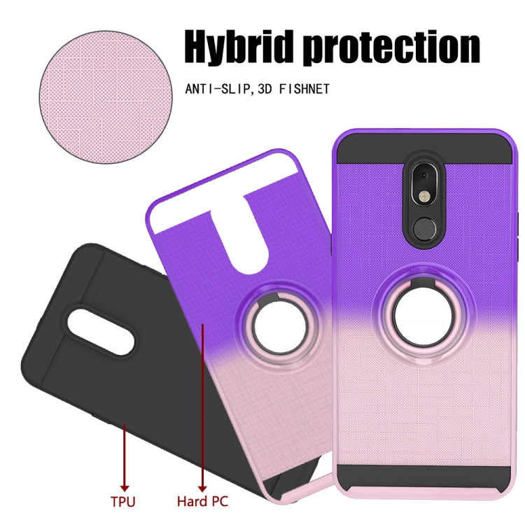 For LG Stylo 5 2 In 1 PC + TPU Protective Case with 360 Degrees Rotate Ring Holder