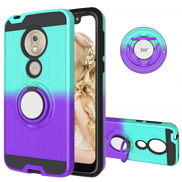 For Motorola G7 Play 2 In 1 PC + TPU Protective Case with 360 Degrees Rotate Ring Holder