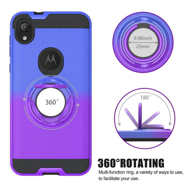 For Motorola E6 2 In 1 PC + TPU Protective Case with 360 Degrees Rotate Ring Holder