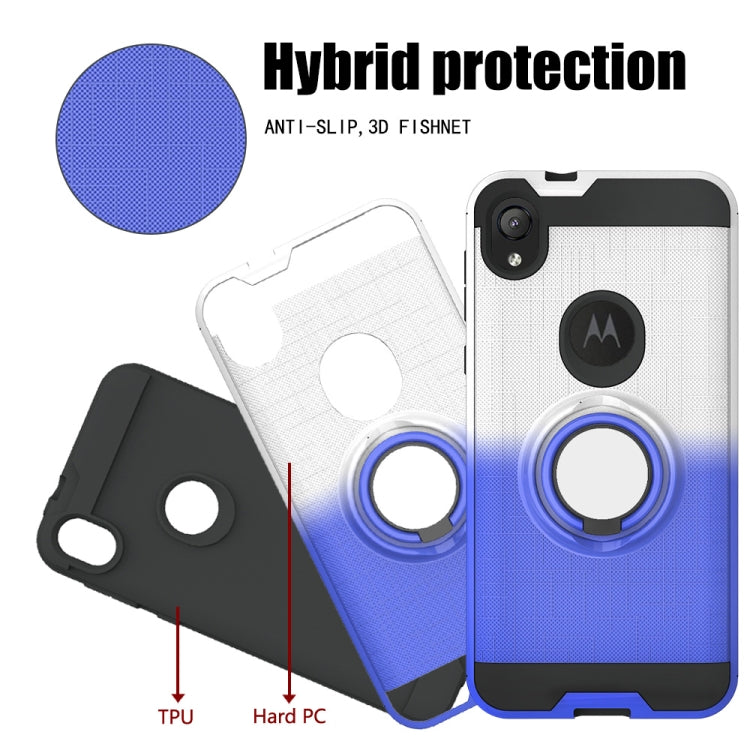 For Motorola E6 2 In 1 PC + TPU Protective Case with 360 Degrees Rotate Ring Holder