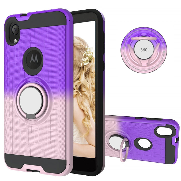For Motorola E6 2 In 1 PC + TPU Protective Case with 360 Degrees Rotate Ring Holder