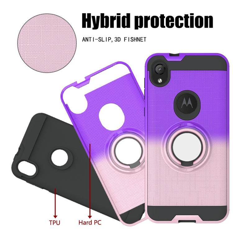 For Motorola E6 2 In 1 PC + TPU Protective Case with 360 Degrees Rotate Ring Holder