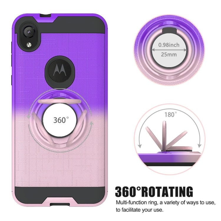 For Motorola E6 2 In 1 PC + TPU Protective Case with 360 Degrees Rotate Ring Holder