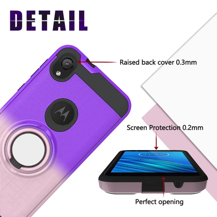 For Motorola E6 2 In 1 PC + TPU Protective Case with 360 Degrees Rotate Ring Holder